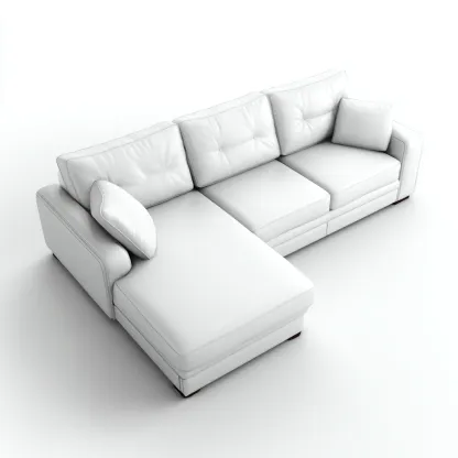 Divano angolare - pelle - 292x178x88 cm - bianco - moderno-Roomgetmart