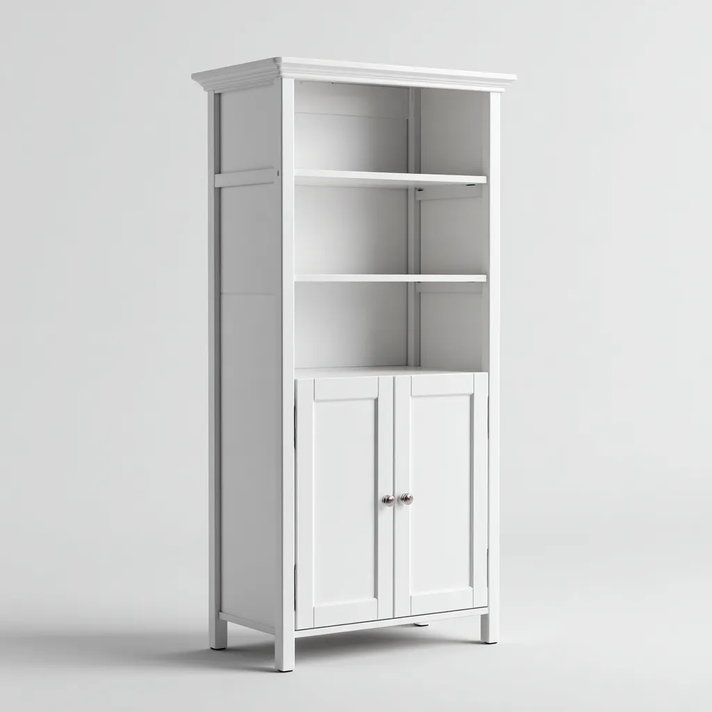 Mobile bagno - legno - 66x32x171 cm - bianco - design classico-Roomgetmart