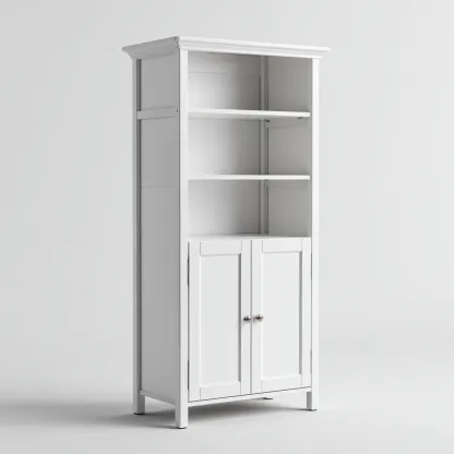 Mobile bagno - legno - 66x32x171 cm - bianco - design classico-Roomgetmart