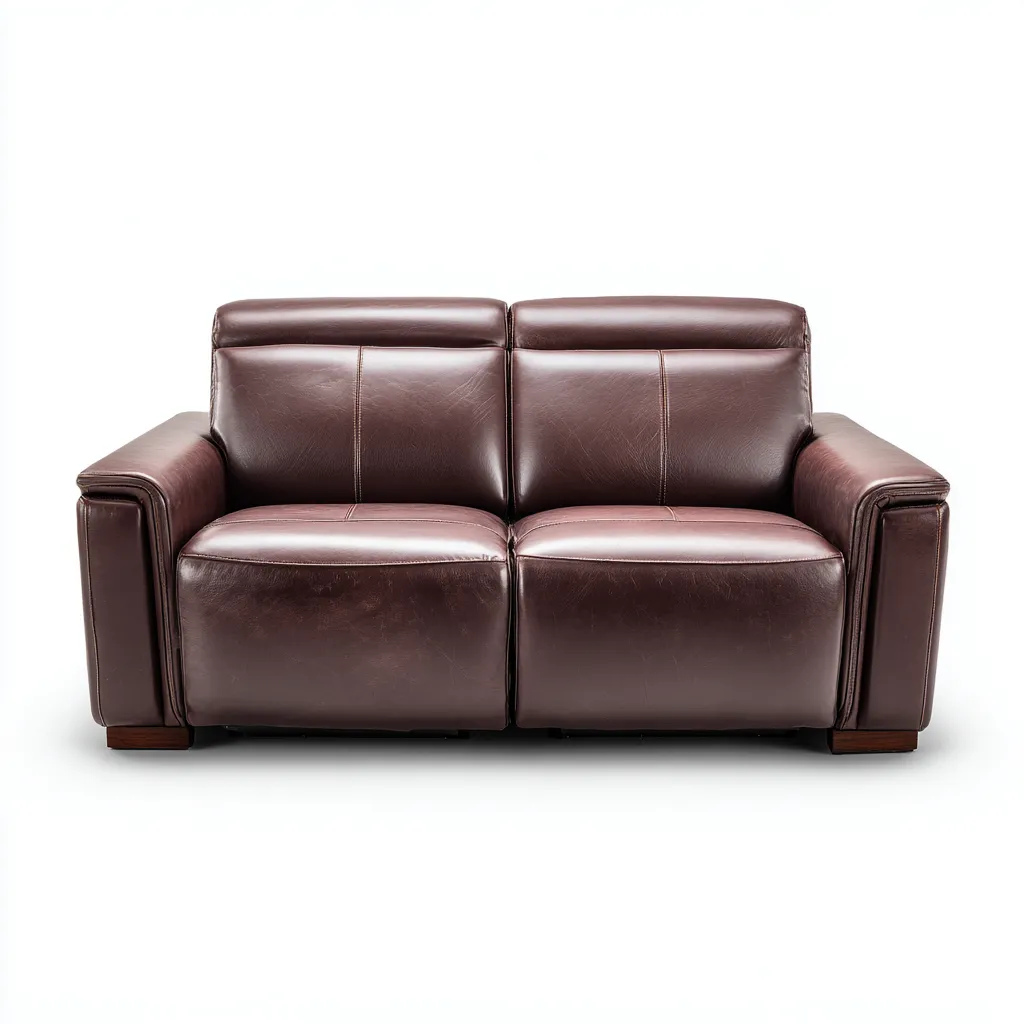 Divano a due posti-pelle-legno-172x94x92 cm-bordeaux-design moderno-Roomgetmart