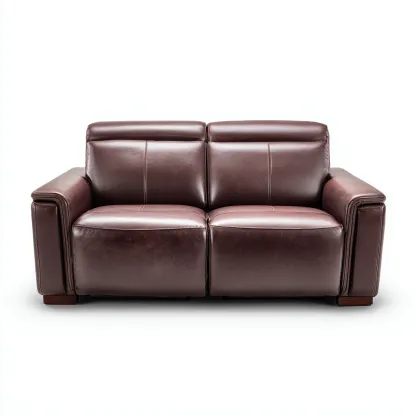 Divano a due posti-pelle-legno-172x94x92 cm-bordeaux-design moderno-Roomgetmart