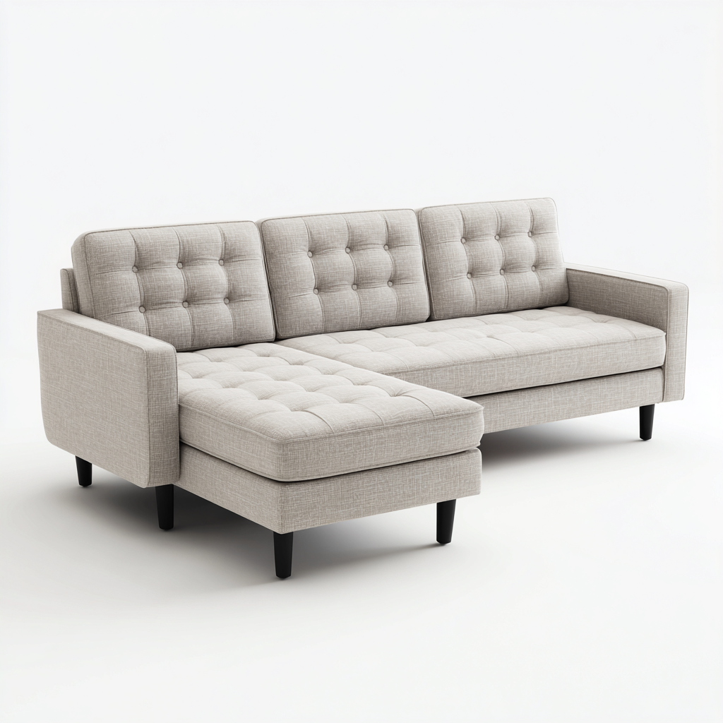 Divano angolare-tessuto-legno-268x158x88 cm-grigio chiaro-design moderno-Roomgetmart