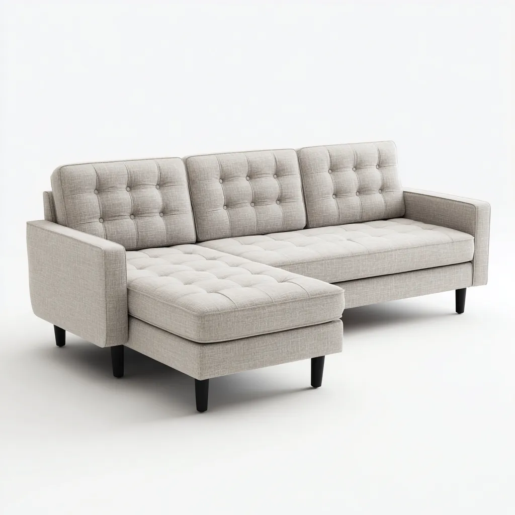 Divano angolare-tessuto-legno-268x158x88 cm-grigio chiaro-design moderno-Roomgetmart