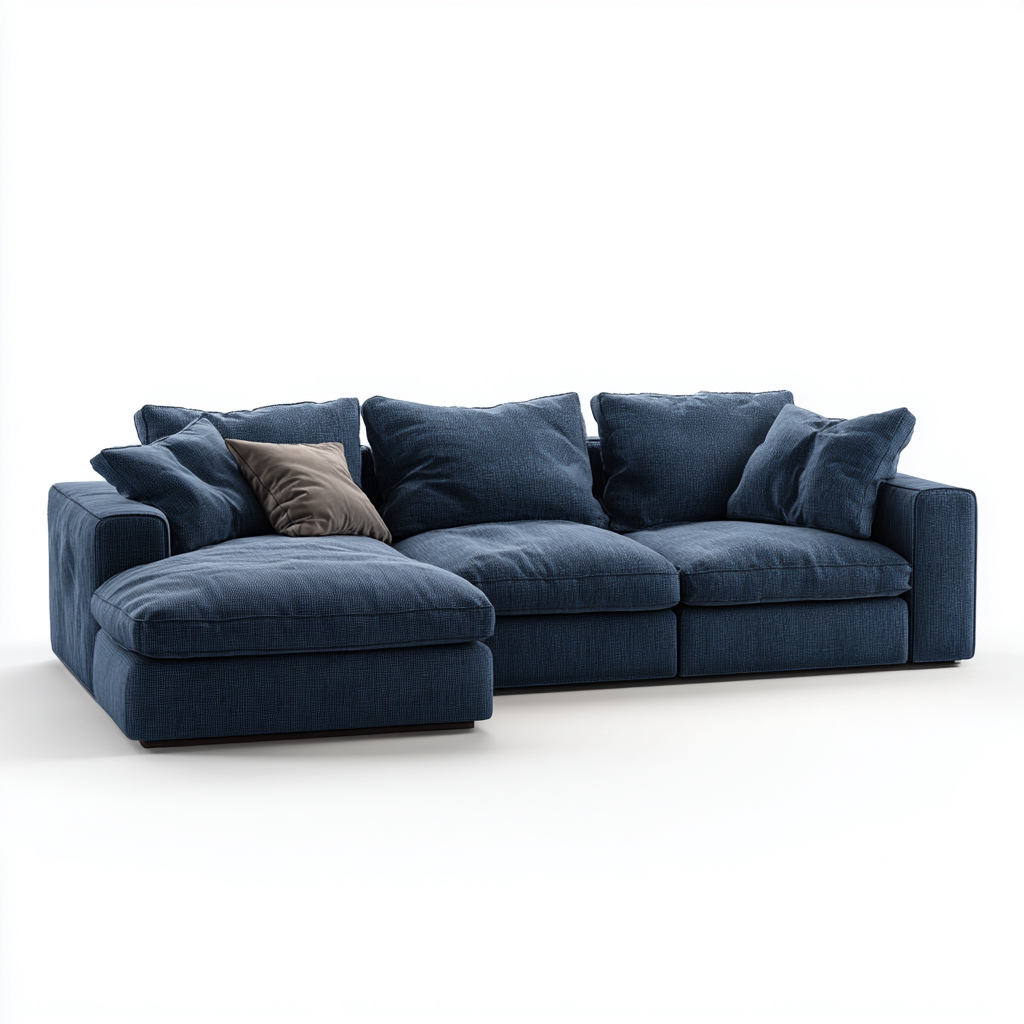 Divano angolare-tessuto-290x170x92 cm-blu scuro-design moderno-Roomgetmart