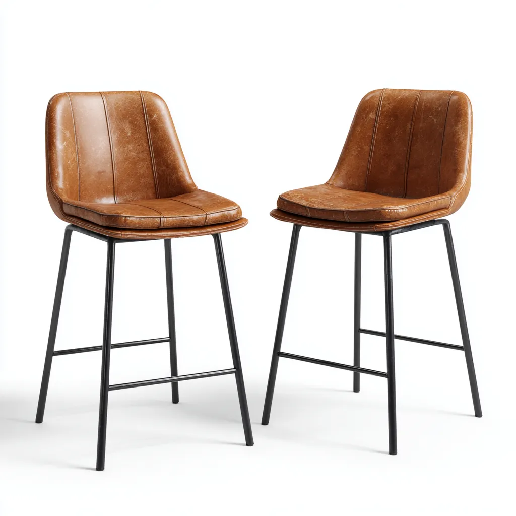 Sgabello da bar-metallo-similpelle-52x50x104 cm-nero-marrone-design vintage-Roomgetmart