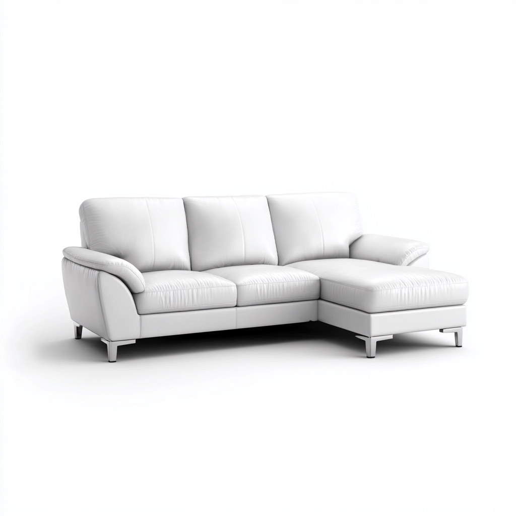 Divano angolare - pelle - 289x176x87 cm - bianco - moderno-Roomgetmart