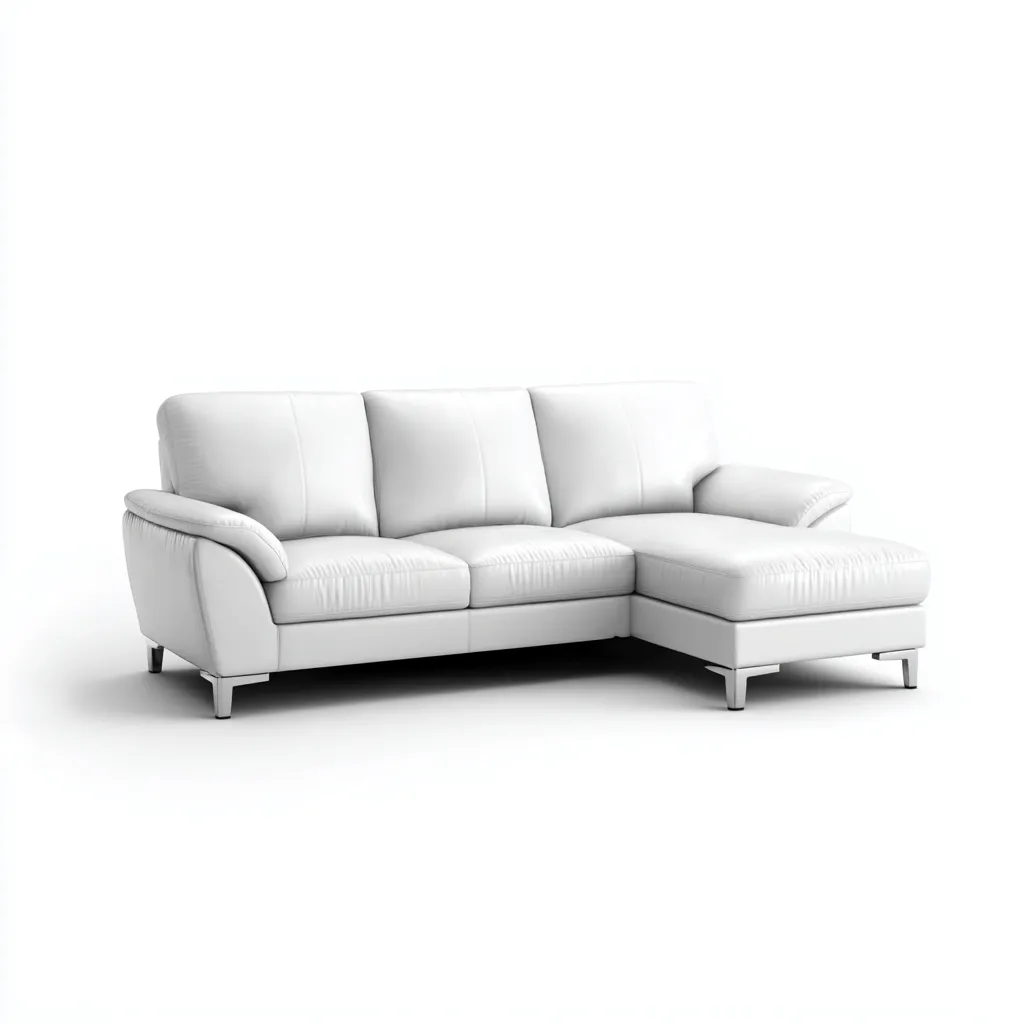 Divano angolare - pelle - 289x176x87 cm - bianco - moderno-Roomgetmart