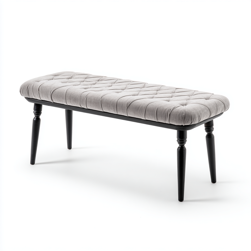 Panca per letto-velvet-legno-112x40x47 cm-grigio-design moderno-Roomgetmart