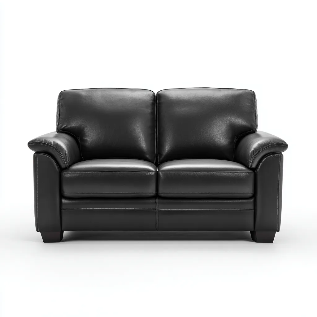 Divano a due posti-pelle-legno-166x92x90 cm-nero-design moderno-Roomgetmart