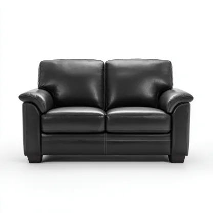 Divano a due posti-pelle-legno-166x92x90 cm-nero-design moderno-Roomgetmart