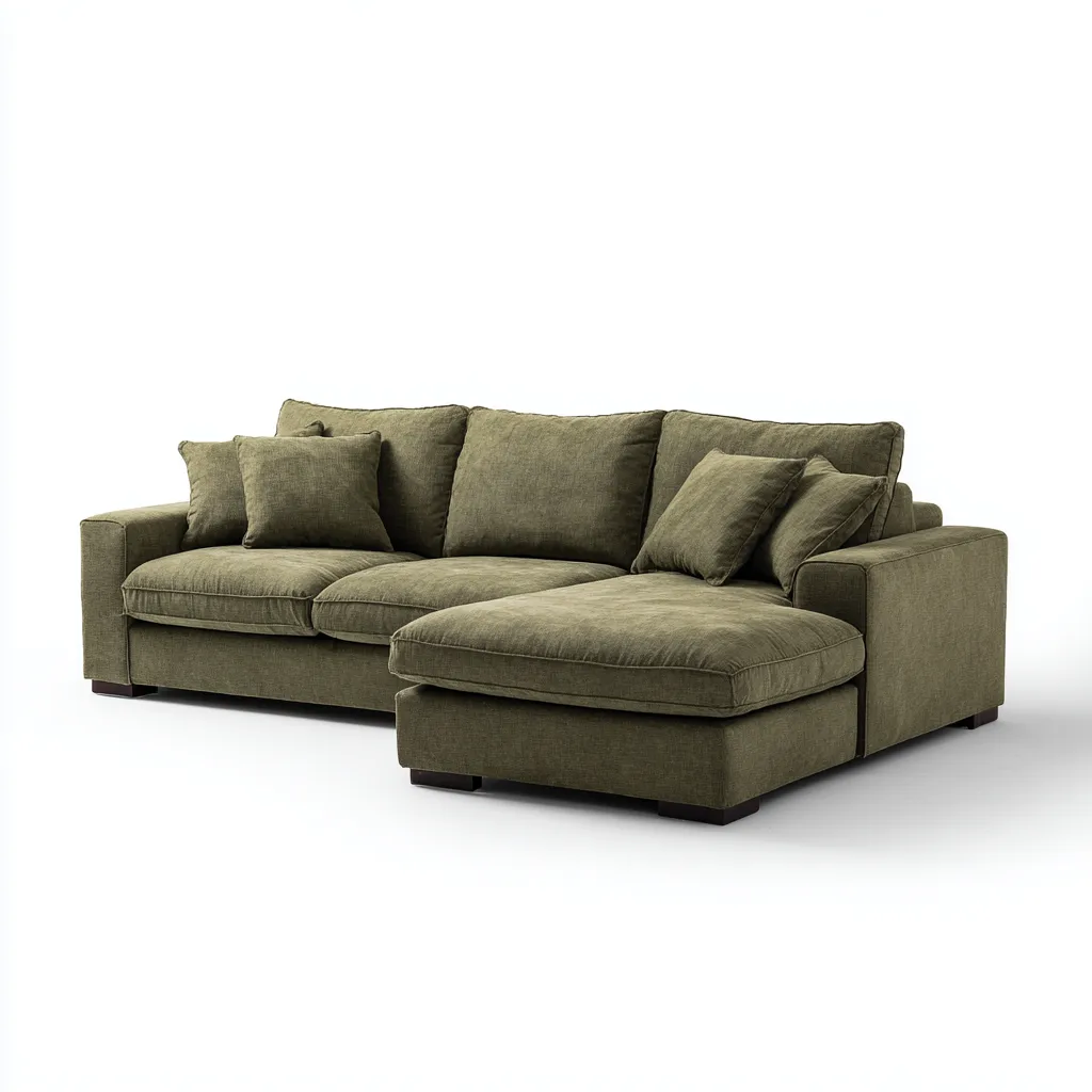 Divano angolare - tessuto - 291x183x85 cm - verde oliva - moderno-Roomgetmart