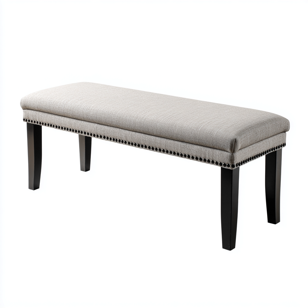 Panca per letto-tessuto-legno-106x40x48 cm-beige-design moderno-Roomgetmart