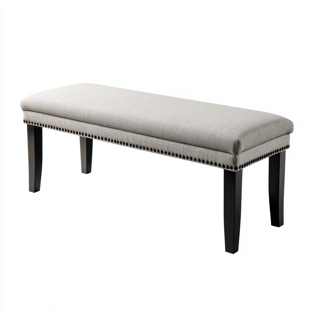 Panca per letto-tessuto-legno-106x40x48 cm-beige-design moderno-Roomgetmart