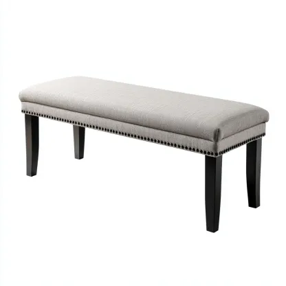 Panca per letto-tessuto-legno-106x40x48 cm-beige-design moderno-Roomgetmart