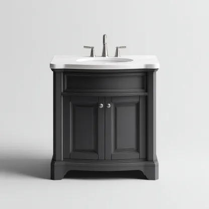 Mobile lavabo - legno-marmo-ceramica - 78x47x86 cm - nero - design classico-Roomgetmart