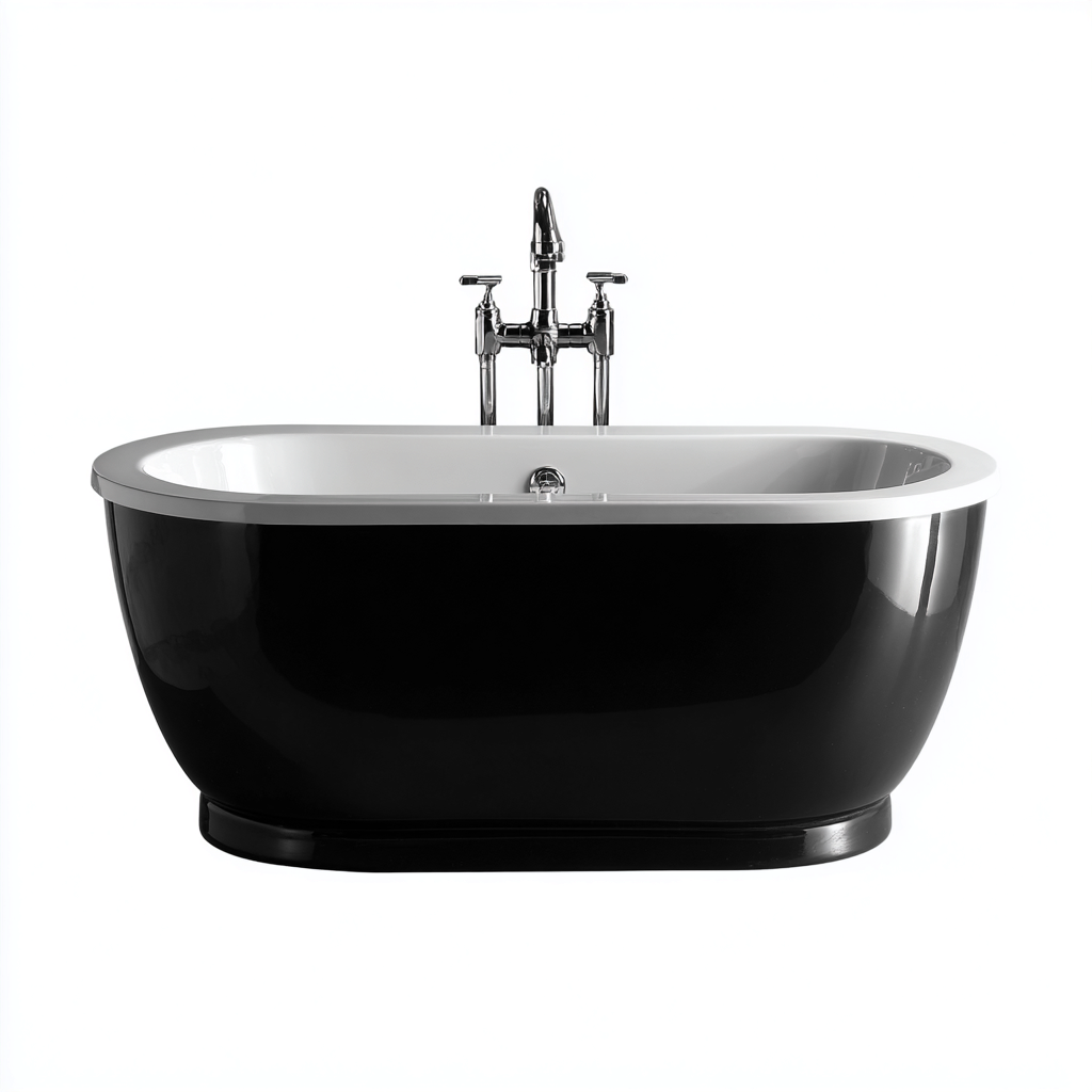 Vasca da bagno-acrilico-170x78x60 cm-bianco-nero-contemporaneo-Roomgetmart