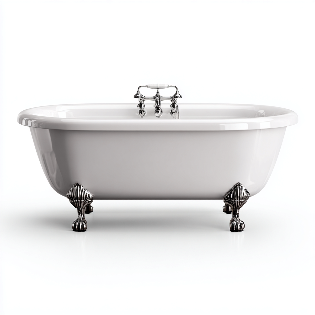 Vasca da bagno-acrilico-metallo-166x73x61 cm-bianco-classico-Roomgetmart