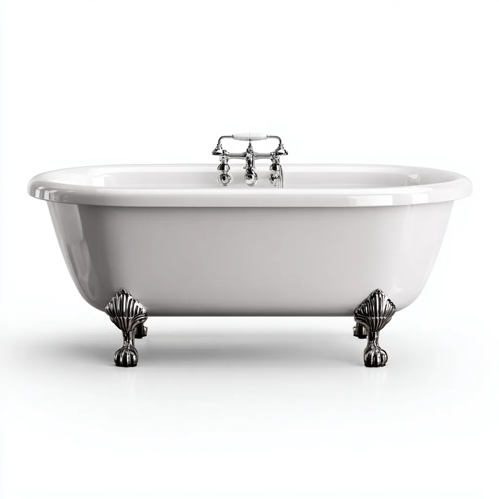 Vasca da bagno-acrilico-metallo-166x73x61 cm-bianco-classico-Roomgetmart