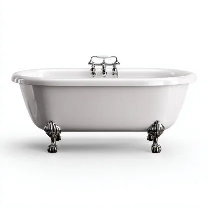 Vasca da bagno-acrilico-metallo-166x73x61 cm-bianco-classico-Roomgetmart
