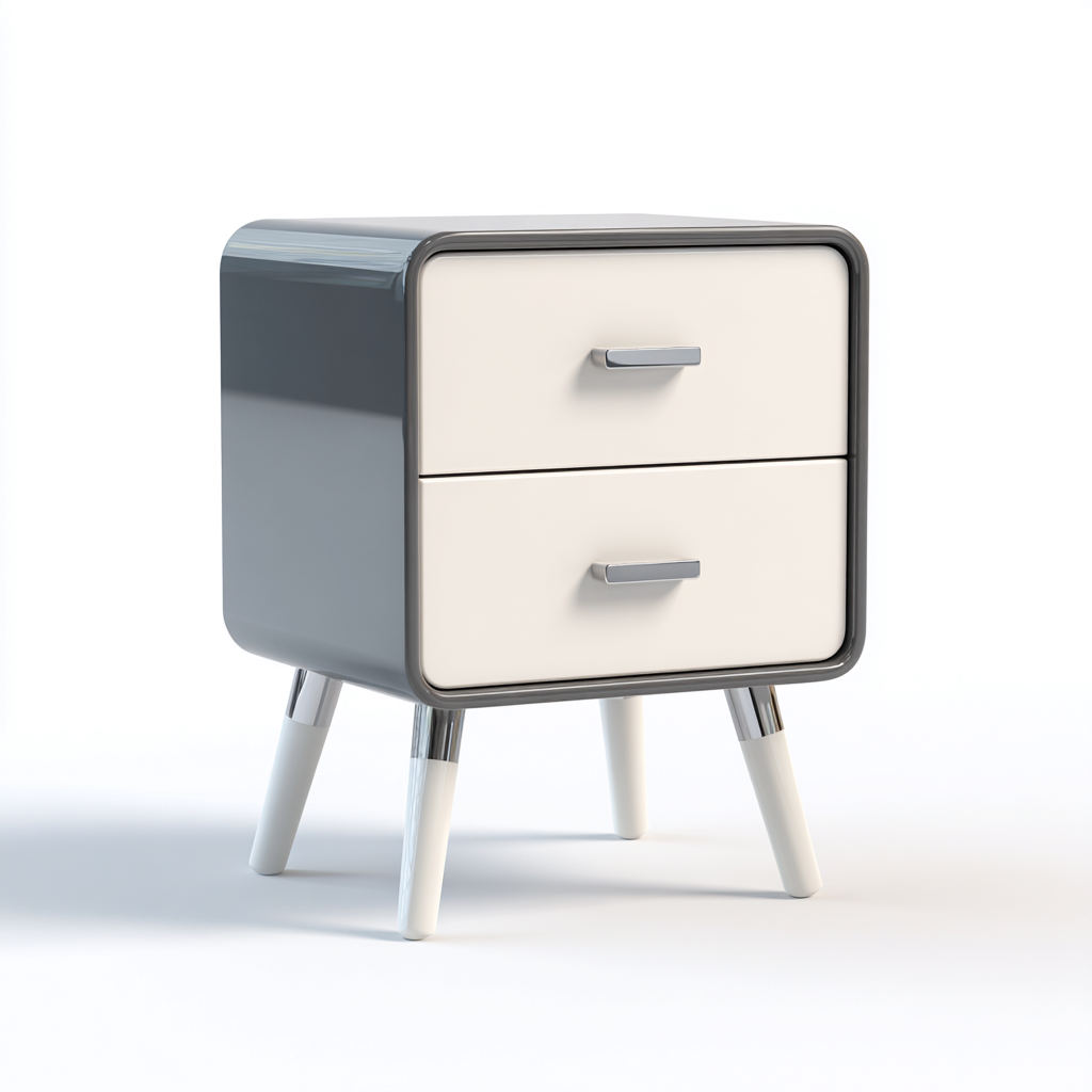 Cassettiera - MDF-metallo - 48x38x62 cm - grigio-bianco - moderno-Roomgetmart