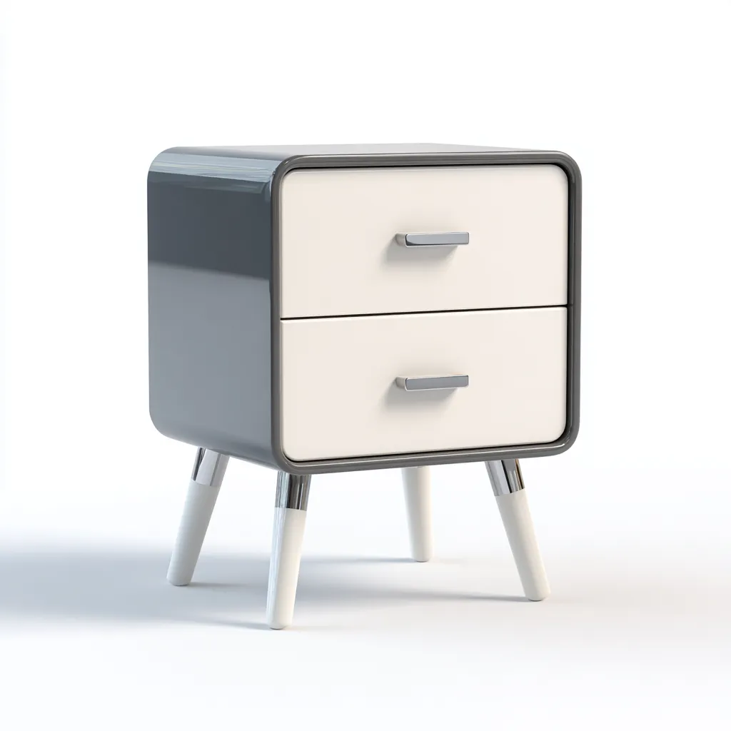 Cassettiera - MDF-metallo - 48x38x62 cm - grigio-bianco - moderno-Roomgetmart