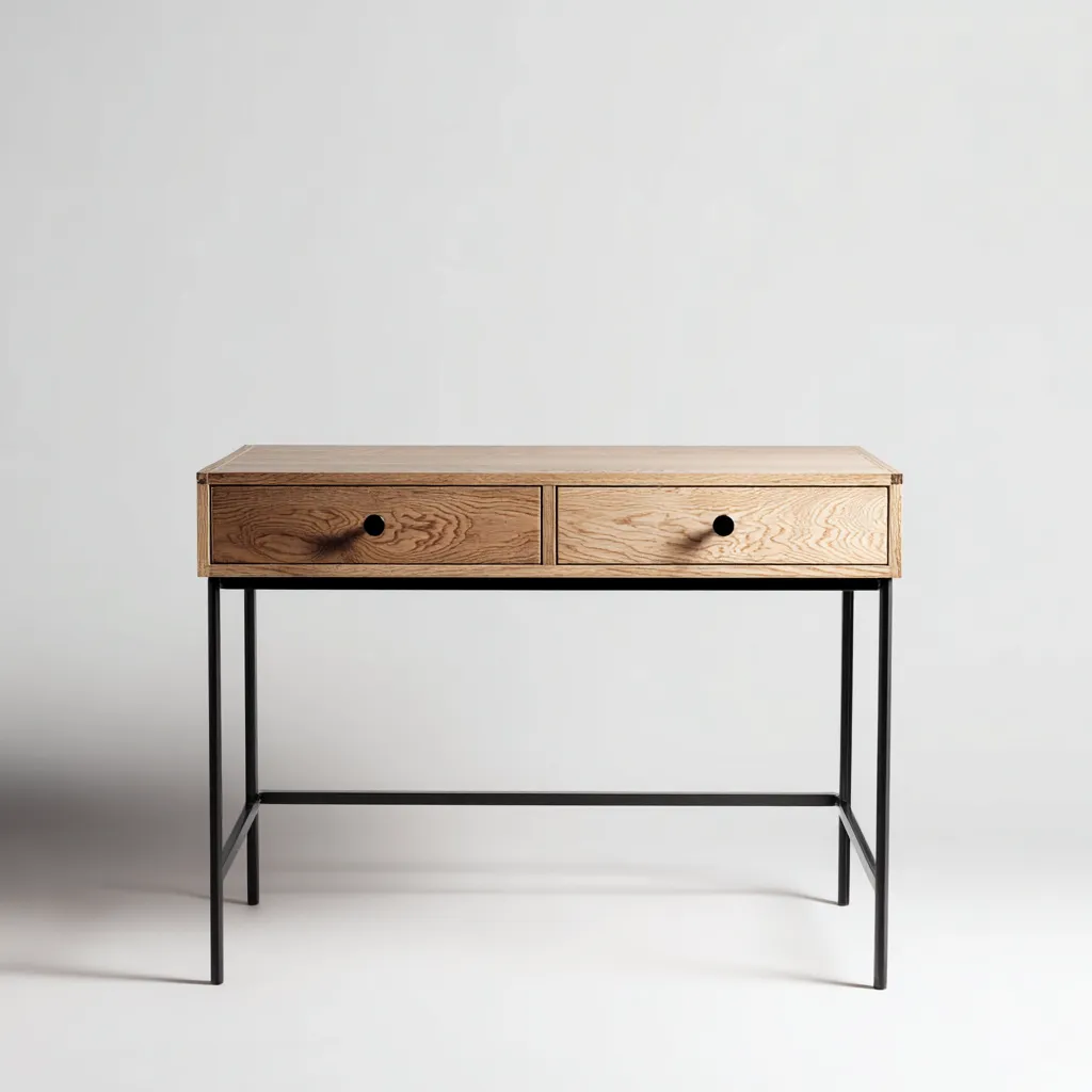 Scrivania - legno-metallo - 118x50x77 cm - rovere-nero - moderno-Roomgetmart