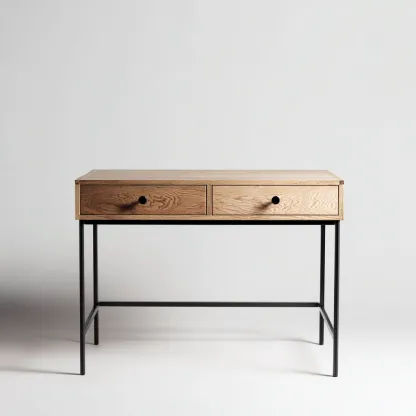 Scrivania - legno-metallo - 118x50x77 cm - rovere-nero - moderno-Roomgetmart