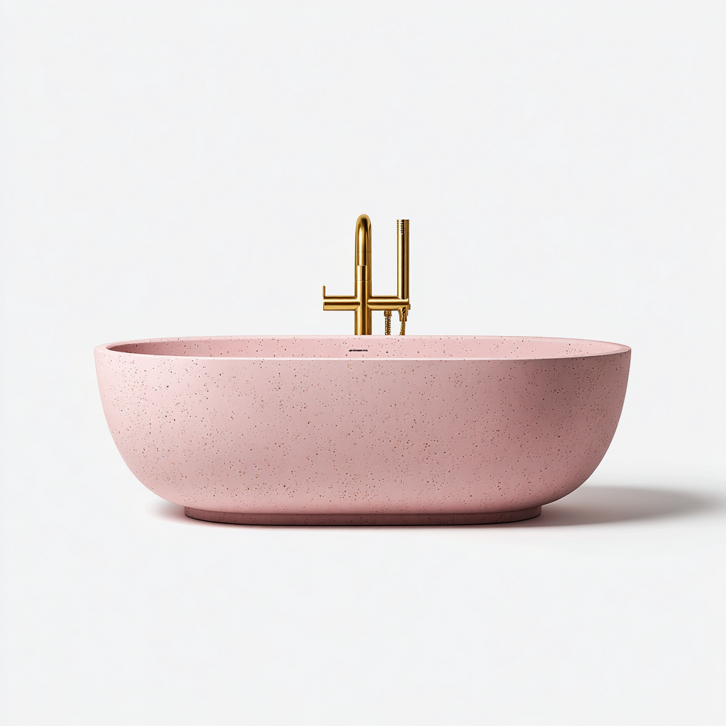 Vasca da bagno-cemento composito-162x78x57 cm-rosa-moderno-Roomgetmart