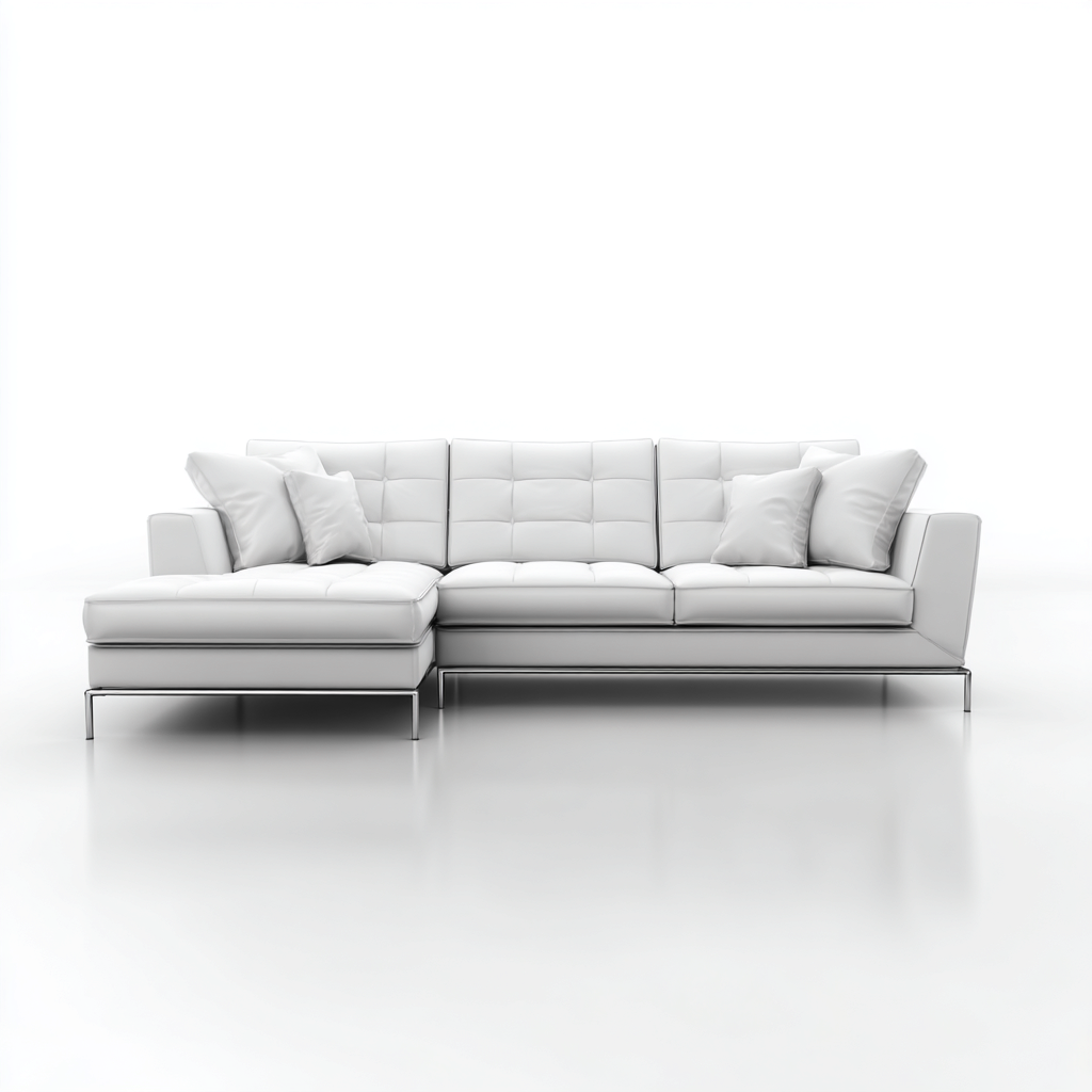 Divano angolare - pelle - 294x181x84 cm - bianco - moderno-Roomgetmart