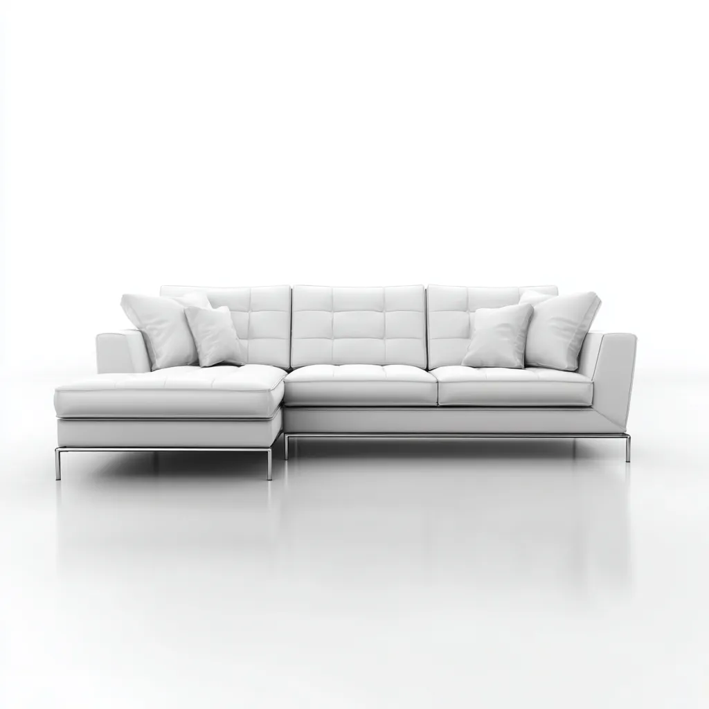 Divano angolare - pelle - 294x181x84 cm - bianco - moderno-Roomgetmart