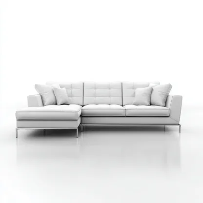 Divano angolare - pelle - 294x181x84 cm - bianco - moderno-Roomgetmart