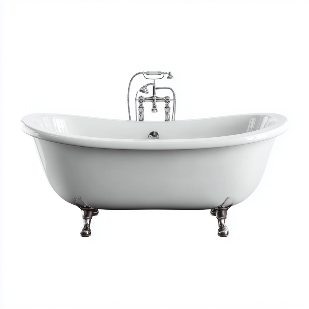 Vasca da bagno-acrilico-metallo-165x72x59 cm-bianco-neo classico-Roomgetmart