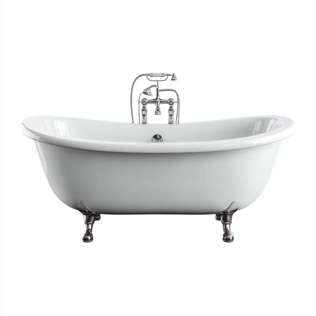 Vasca da bagno-acrilico-metallo-165x72x59 cm-bianco-neo classico-Roomgetmart