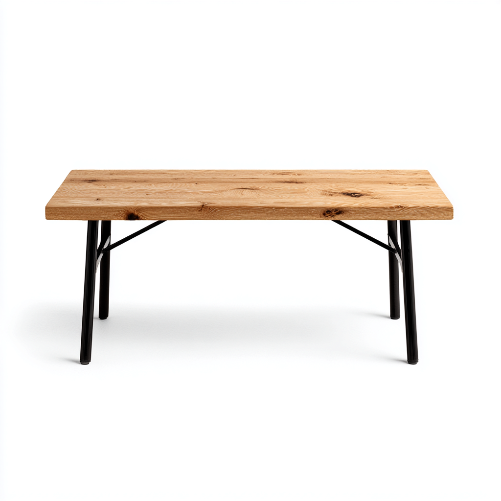 Tavolo da pranzo-legno-metallo-160x80x75 cm-legno naturale-nero-design industriale-Roomgetmart