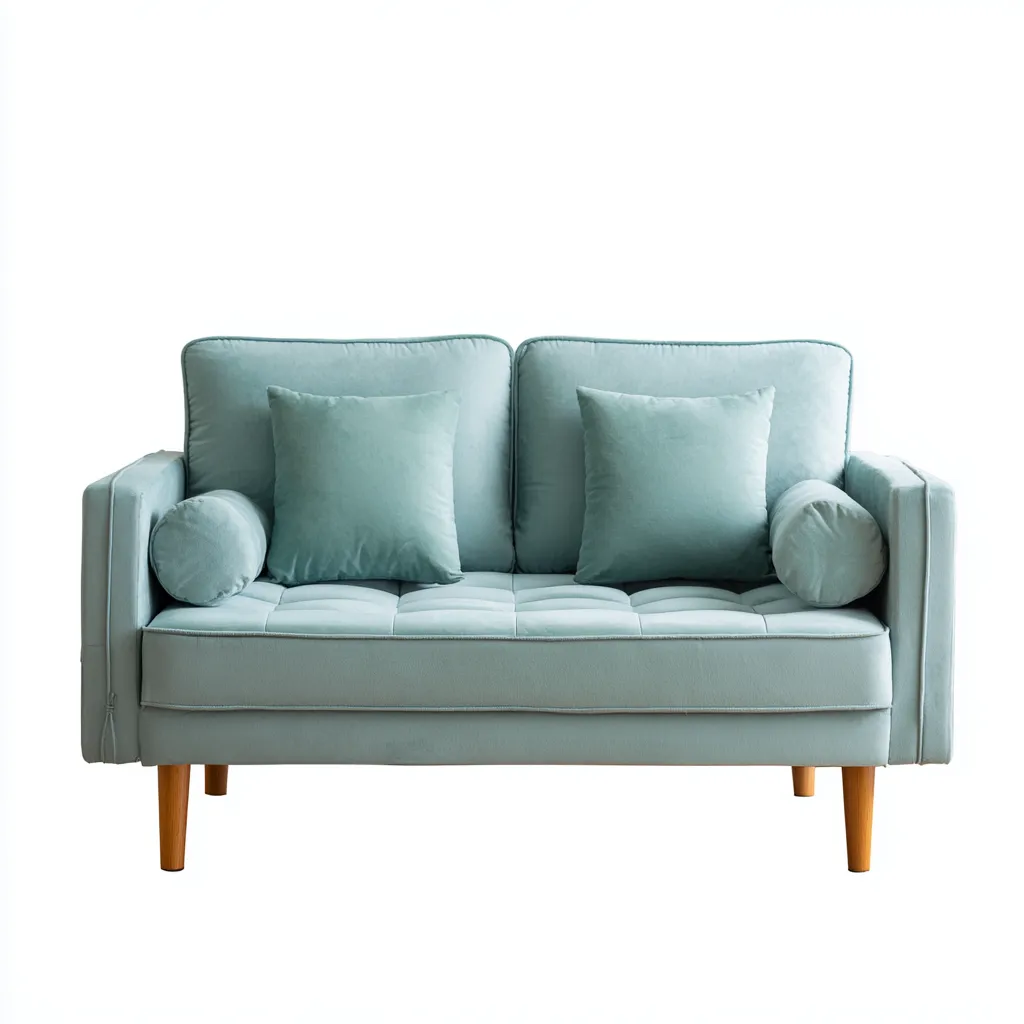 Divano a due posti-tessuto-legno-162x86x90 cm-menta-design moderno-Roomgetmart