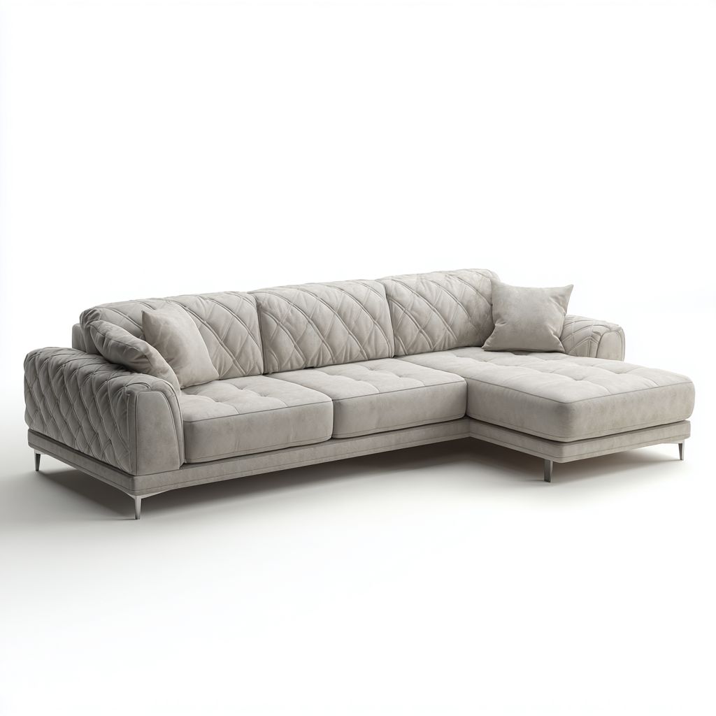 Divano angolare - tessuto - 285x175x86 cm - grigio chiaro - moderno-Roomgetmart