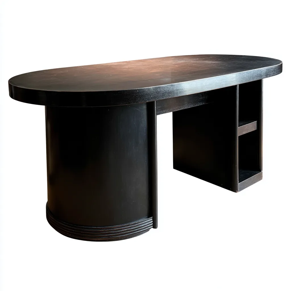 Scrivania - legno - 178x82x76 cm - nero - contemporaneo-Roomgetmart