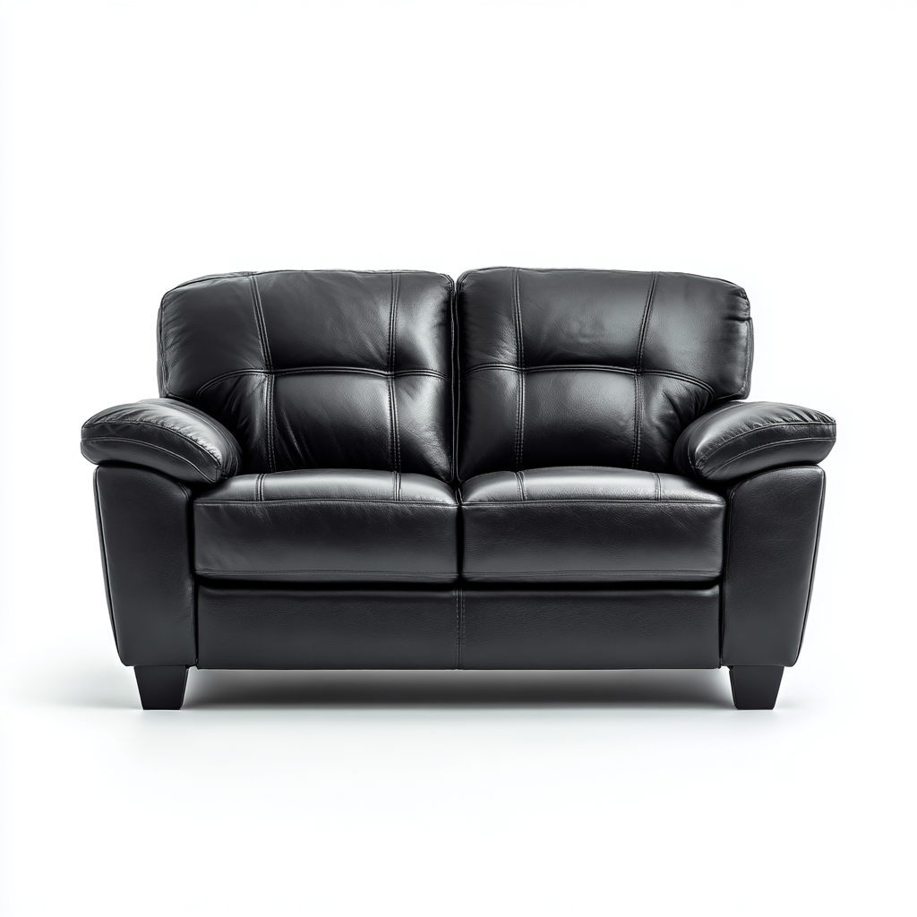 Divano a due posti-pelle-legno-168x94x92 cm-nero-design moderno-Roomgetmart