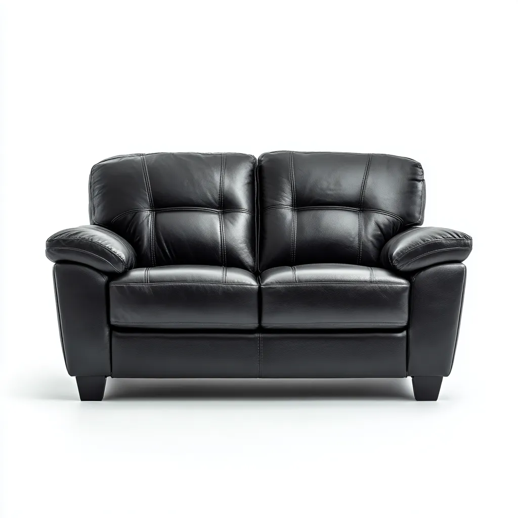 Divano a due posti-pelle-legno-168x94x92 cm-nero-design moderno-Roomgetmart