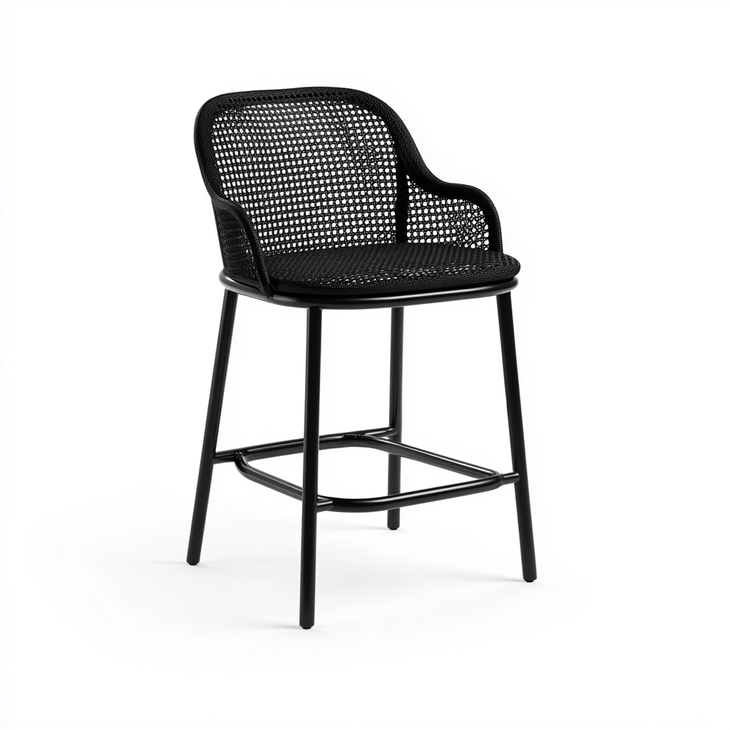 Sgabello da bar-metallo-plastica-47x45x101 cm-nero-design contemporaneo-Roomgetmart