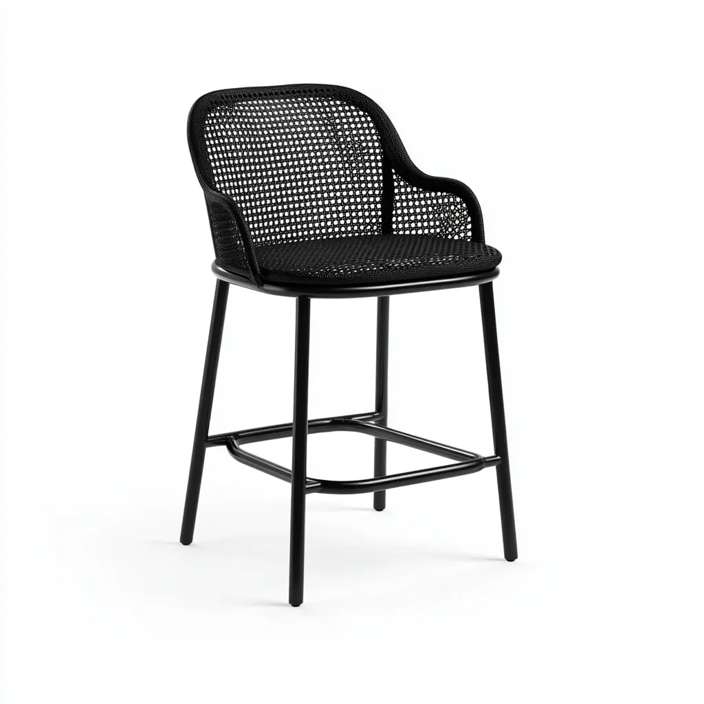 Sgabello da bar-metallo-plastica-47x45x101 cm-nero-design contemporaneo-Roomgetmart