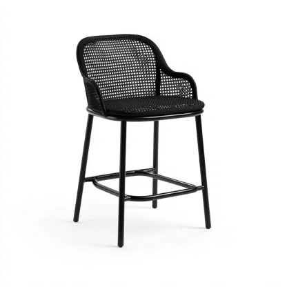 Sgabello da bar-metallo-plastica-47x45x101 cm-nero-design contemporaneo-Roomgetmart