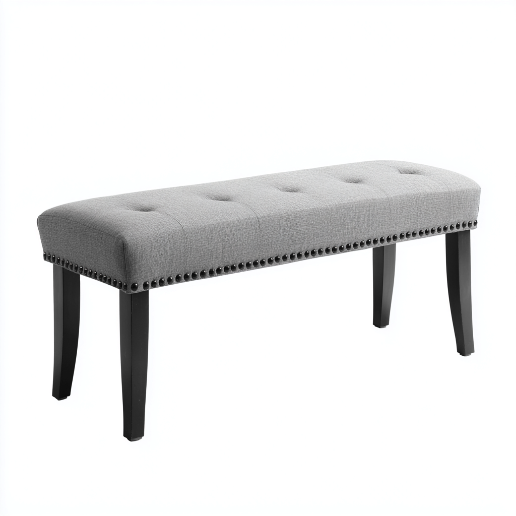 Panca per letto-tessuto-legno-104x39x47 cm-grigio-design moderno-Roomgetmart