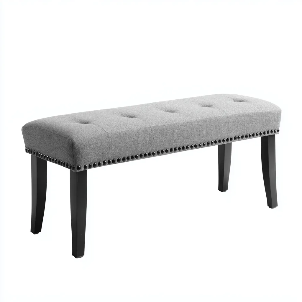 Panca per letto-tessuto-legno-104x39x47 cm-grigio-design moderno-Roomgetmart