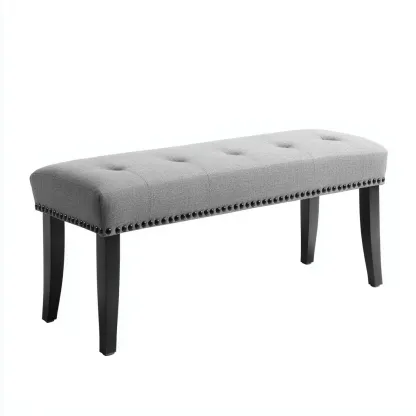 Panca per letto-tessuto-legno-104x39x47 cm-grigio-design moderno-Roomgetmart