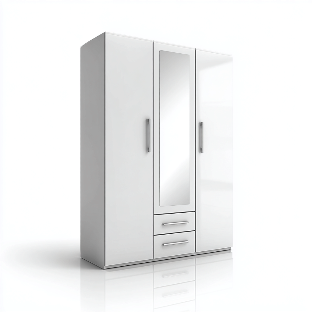 Armadio-legno-vetro-118x60x210 cm-bianco-design moderno-Roomgetmart