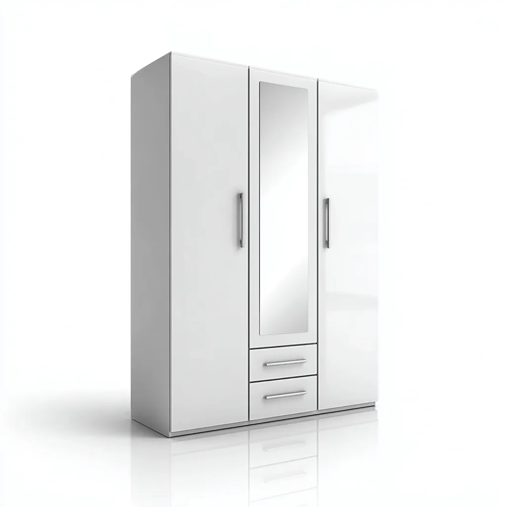 Armadio-legno-vetro-118x60x210 cm-bianco-design moderno-Roomgetmart