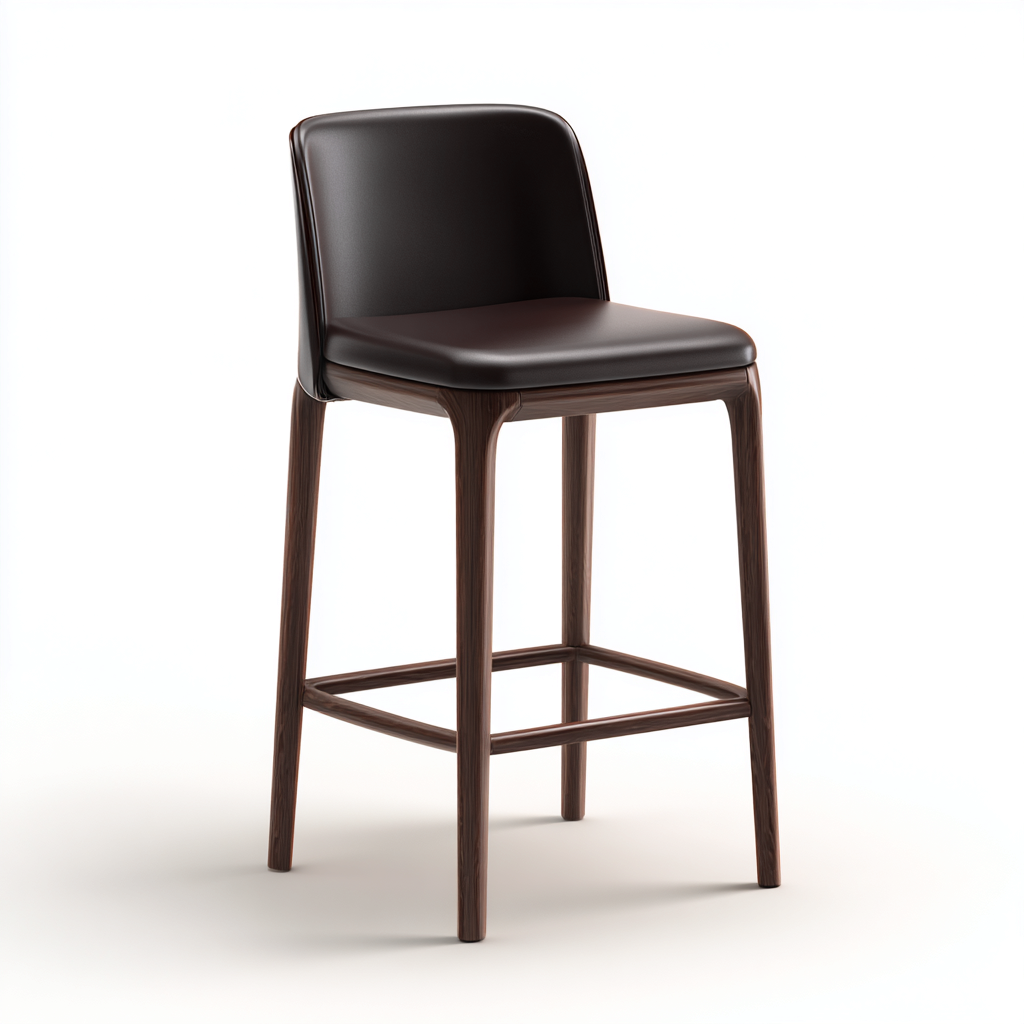 Sgabello da bar-legno-similpelle-48x46x104 cm-marrone scuro-design moderno-Roomgetmart