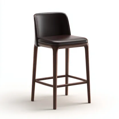 Sgabello da bar-legno-similpelle-48x46x104 cm-marrone scuro-design moderno-Roomgetmart