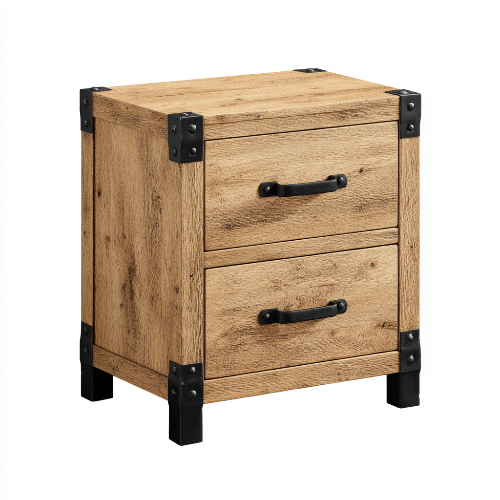 Cassettiera - legno-metallo - 50x40x60 cm - naturale-nero - industriale-Roomgetmart